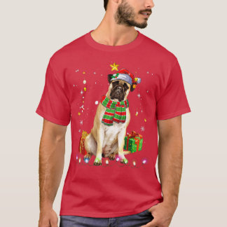 Bullmastiff Santa Funny Christmas Tree Lights Xmas T-Shirt