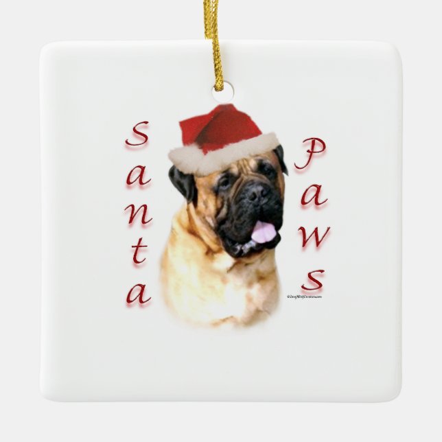 Bullmastiff Santa Paws Ceramic Ornament (Front)