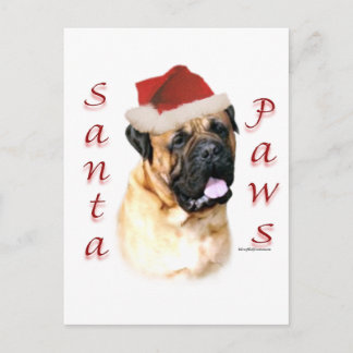 Bullmastiff Santa Paws Holiday Postcard