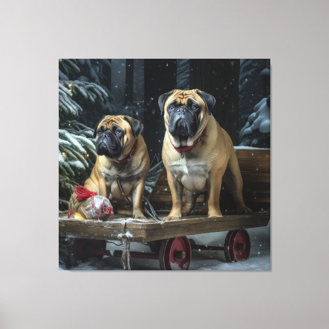 Bullmastiff Snowy Sleigh Christmas Decor  (Front)