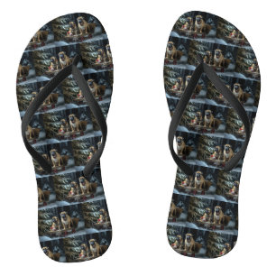 Bullmastiff Snowy Sleigh Christmas Decor Flip Flops