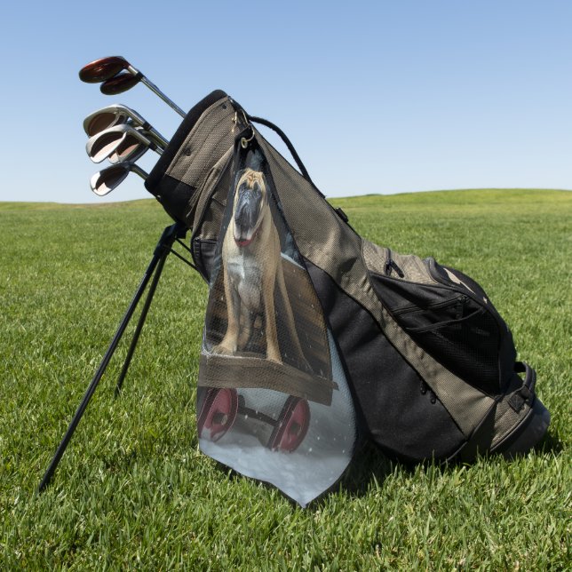 Bullmastiff Snowy Sleigh Christmas Decor  Golf Towel (Green)