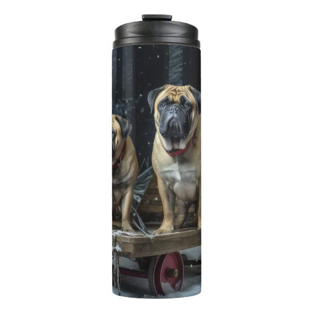 Bullmastiff Snowy Sleigh Christmas Decor  Thermal Tumbler (Front)