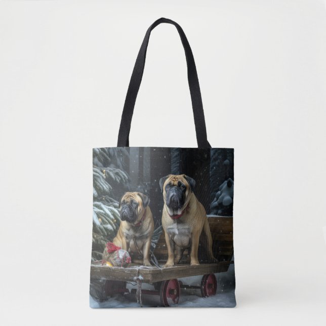Bullmastiff Snowy Sleigh Christmas Decor  Tote Bag (Front)