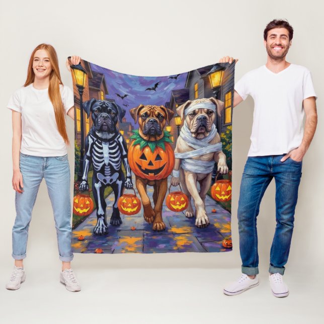 Bullmastiff Trick-or-Treating Halloween Costumes Fleece Blanket (In Situ)