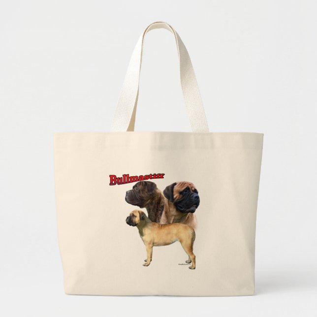 Bullmastiff Trio 2 Large Tote Bag (Front)