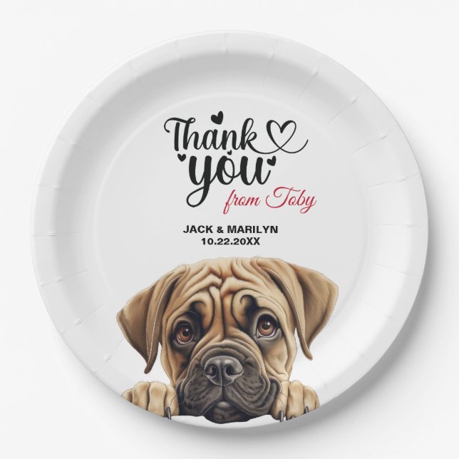 Bullmastiff Wedding Reception Paper Plate (Front)