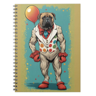 bullmastiff with balloon notebook