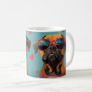 Bullmastiff With Heart Roses Valentine's Day Coffee Mug