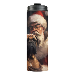 Bullmastiff With Santa Claus Festive Christmas Thermal Tumbler
