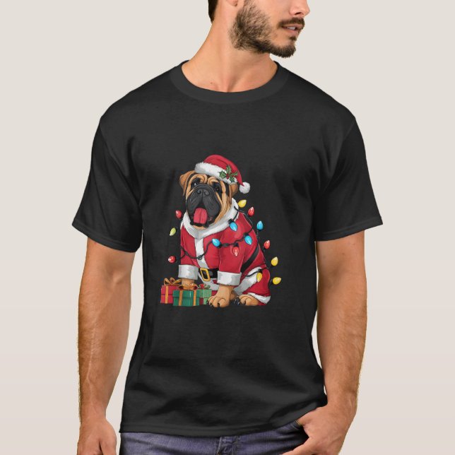 Bullmastiff Xmas Lighting Santa Bullmastiff Dog Ch T-Shirt (Front)