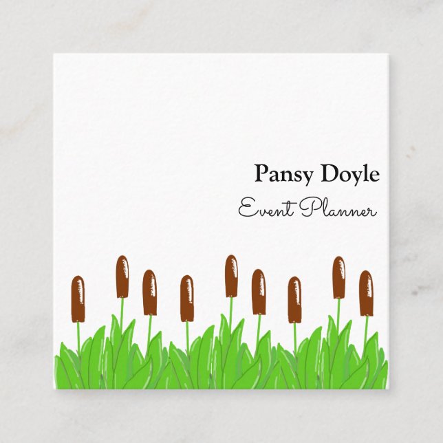 Bullrush Event Planner Square Business Card (Front)