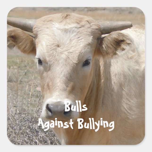 Bulls Against Bullying - White - Cowboy Parenting Square Sticker (Front)