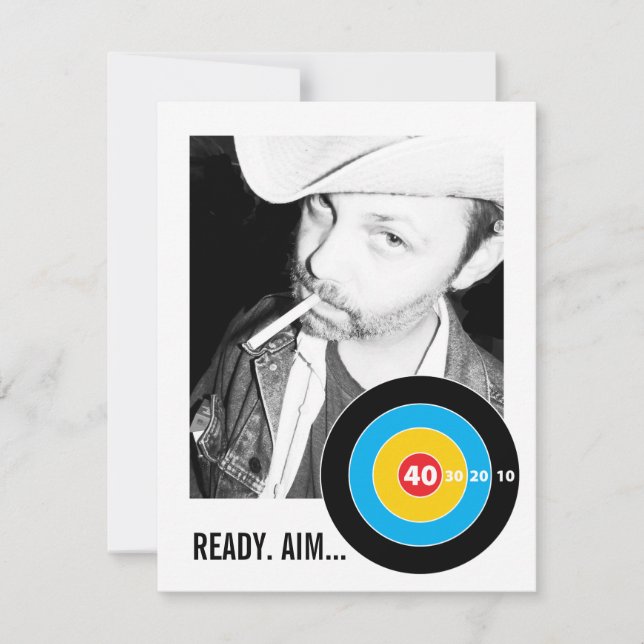 Bulls Eye 40th Birthday Custom Photo Invitation (Front)