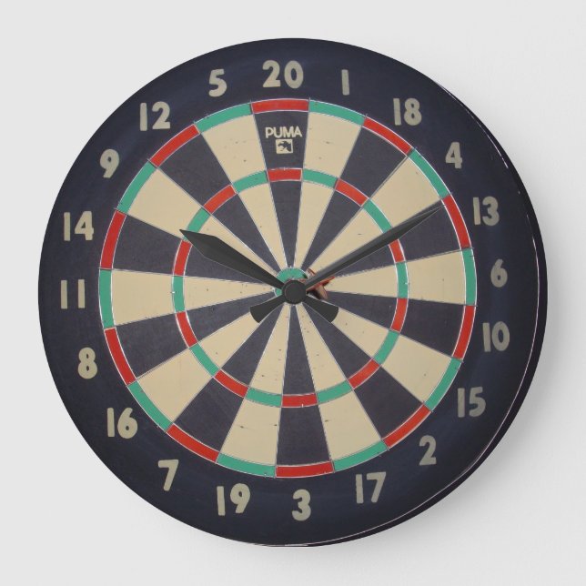 Bulls Eye In The Dartboard, Large Clock (Front)