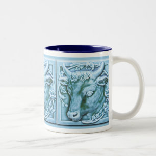Bull's Head Majolica Inspired Art Coffee Mug