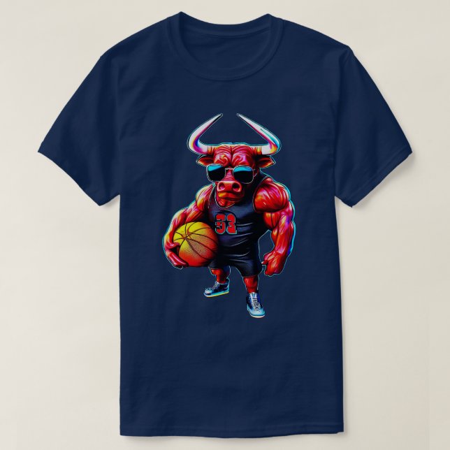 Bulls playing Basketball T-Shirt (Design Front)