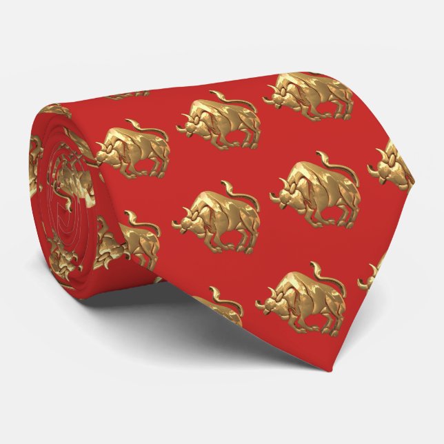 Bulls Team Mascot  Football Necktie (Rolled)