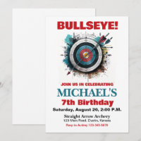Bullseye Archery Birthday Party Invitation