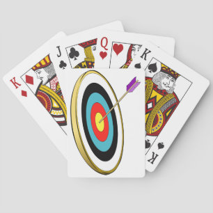 Bullseye Archery Target with Arrow Hitting Centre Playing Cards