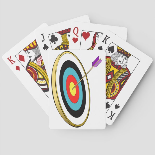 Bullseye Archery Target with Arrow Hitting Centre  Playing Cards (Back)