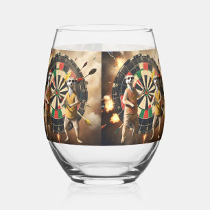 Bullseye Burrow: Meerkat Dart League, Stemless Wine Glass