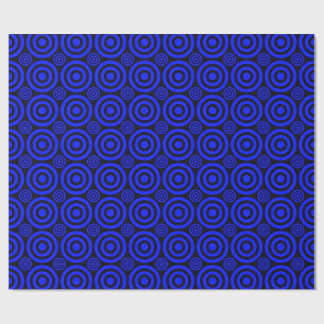 Bullseye-Gift Wrap-Blue-Black Wrapping Paper (Flat)