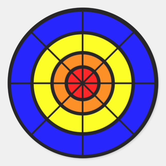 bullseye red orange yellow and blue classic round sticker (Front)