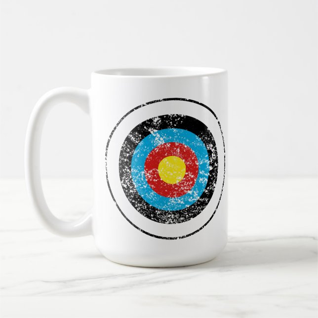 Bullseye Target Design Distressed Effect Coffee Mug (Left)