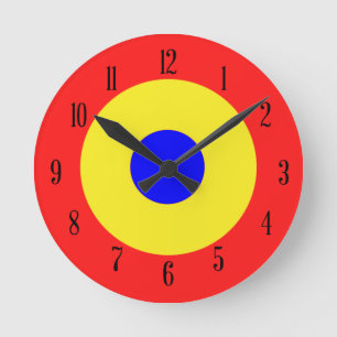 Bullseye Target Primary Colors   Round Clock