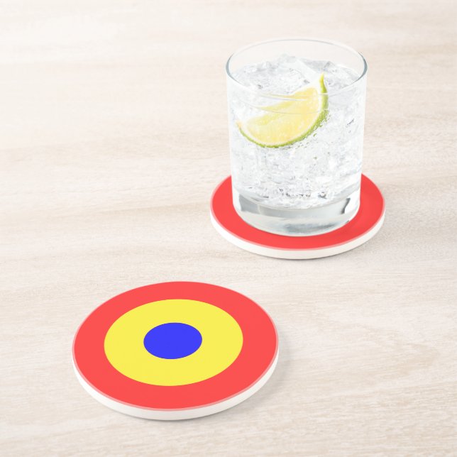Bullseye Target Primary Colours Drink Coaster (Side)