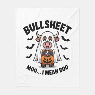 BULLSHEET Halloween Cute Cow in Ghost Fleece Blanket