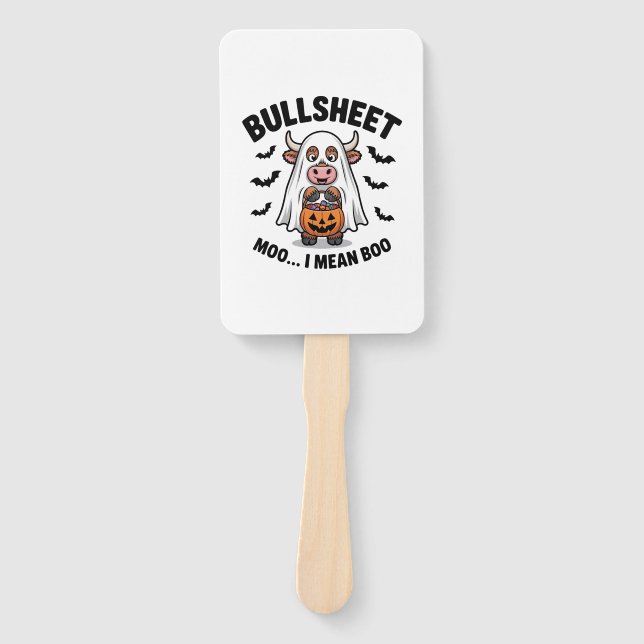 BULLSHEET Halloween Cute Cow in Ghost Hand Fan (Front)