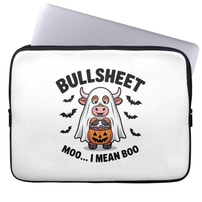 BULLSHEET Halloween Cute Cow in Ghost Laptop Sleeve (Front)