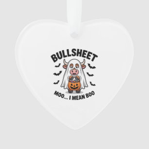 BULLSHEET Halloween Cute Cow in Ghost Ornament