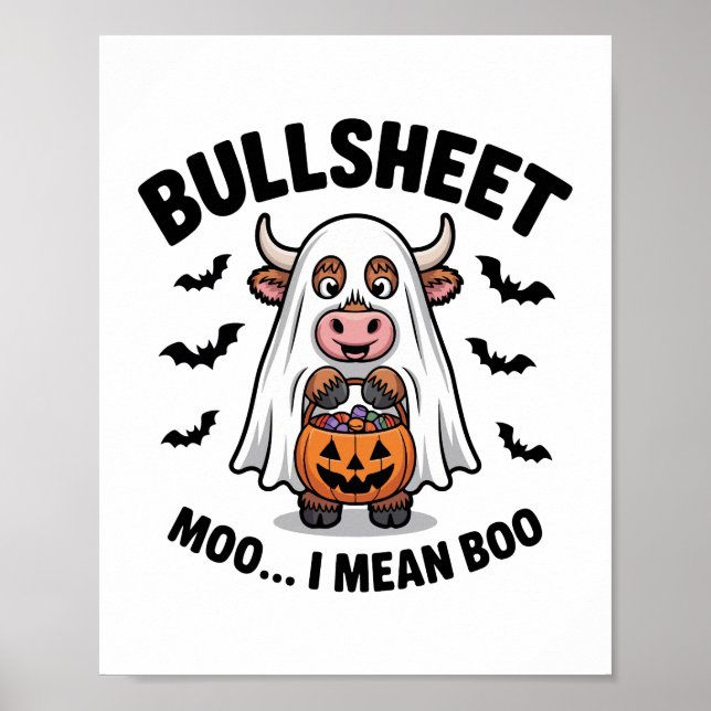 BULLSHEET Halloween Cute Cow in Ghost Poster (Front)