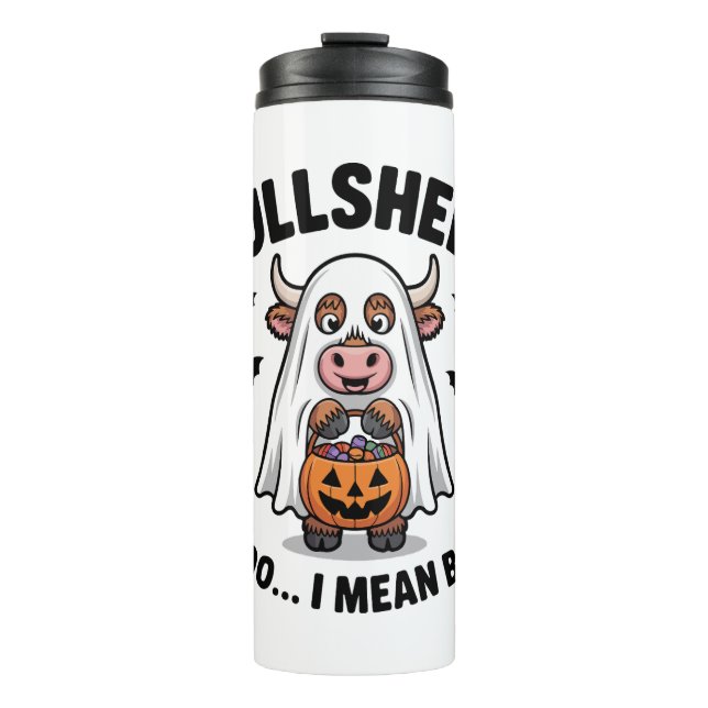 BULLSHEET Halloween Cute Cow in Ghost Thermal Tumbler (Front)