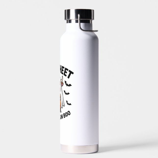 BULLSHEET Halloween Cute Cow in Ghost Water Bottle (Left)