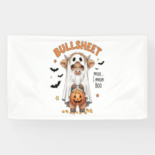 Bullsheet Highland Cow Funny Ghost Banner