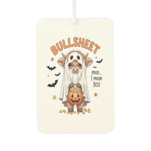 Bullsheet Highland Cow Funny Ghost Car Air Freshener (Front)