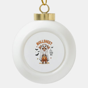 Bullsheet Highland Cow Funny Ghost Ceramic Ball Christmas Ornament