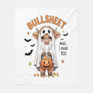 Bullsheet Highland Cow Funny Ghost Fleece Blanket
