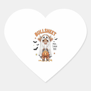 Bullsheet Highland Cow Funny Ghost Heart Sticker