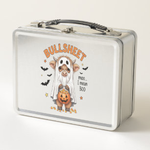 Bullsheet Highland Cow Funny Ghost Metal Lunch Box
