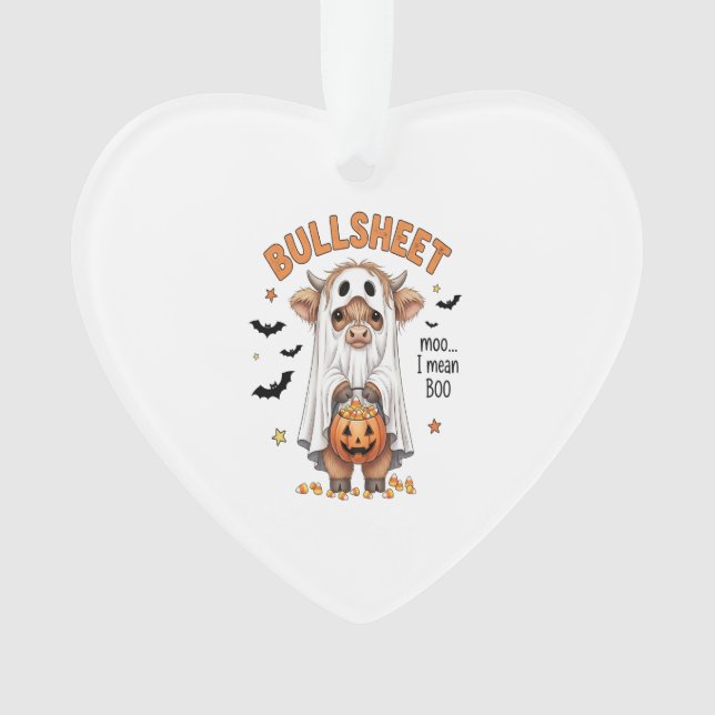 Bullsheet Highland Cow Funny Ghost Ornament (Front)