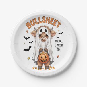 Bullsheet Highland Cow Funny Ghost Paper Plate