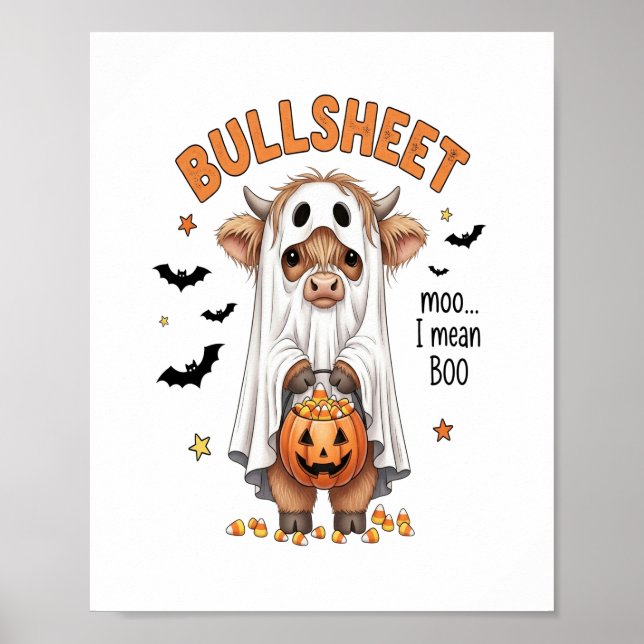 Bullsheet Highland Cow Funny Ghost Poster (Front)