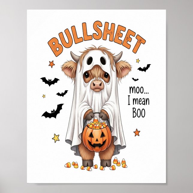 Bullsheet Highland Cow Funny Ghost Poster (Front)