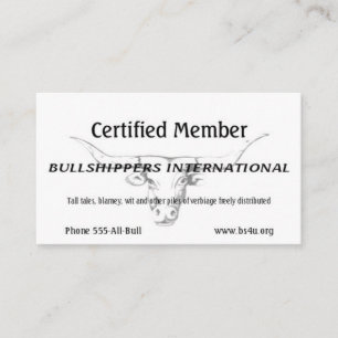 Bullshippers International membership  Business Card