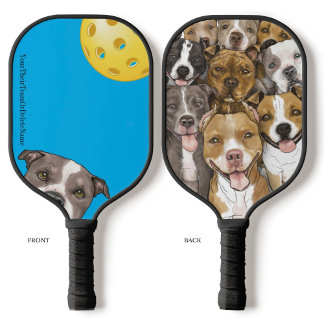 BullTerriers on a Blue Pickleball Paddle
